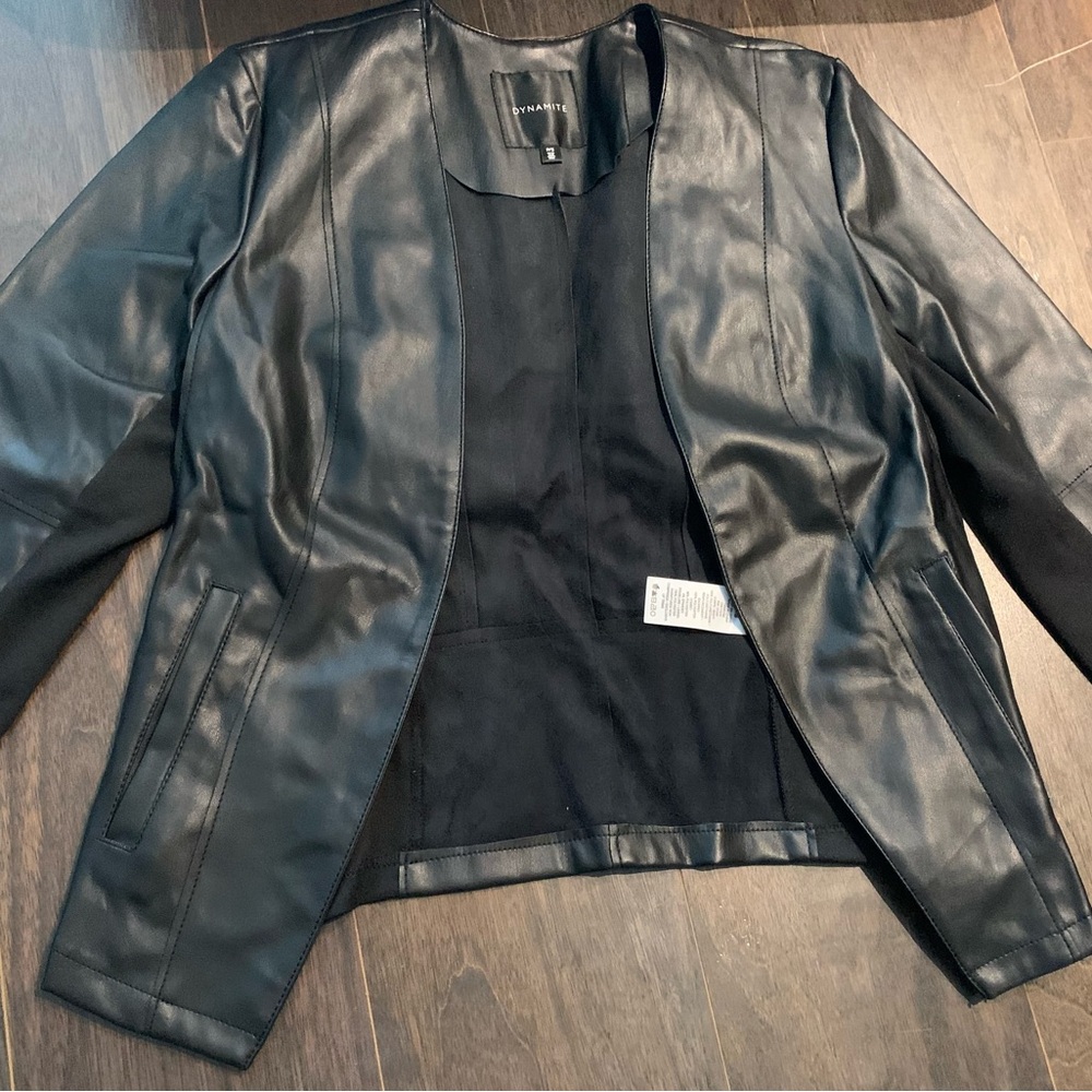 dynamite faux leather blazer - size small